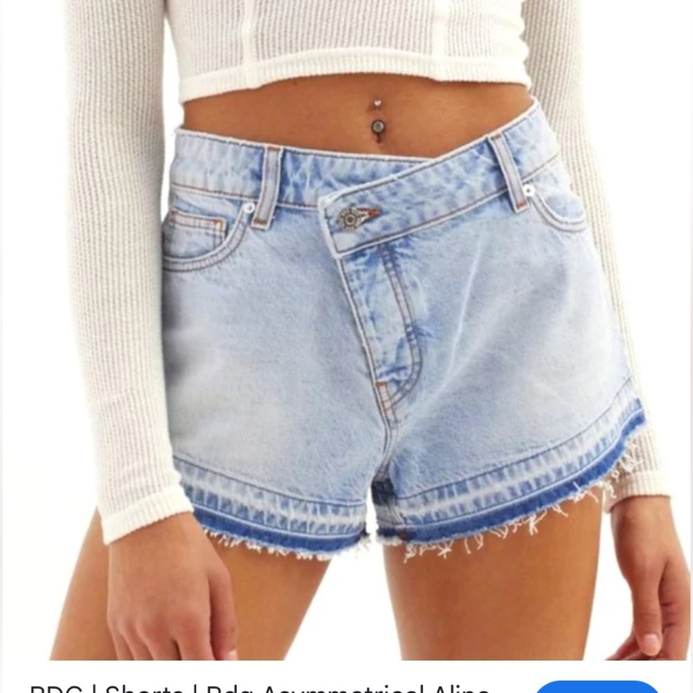 BDG denim ombre asymmetrical A-line denim shorts